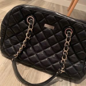 KATE SPADE QUILTED BLACK GOLD CHAIN SATCHEL PURSE